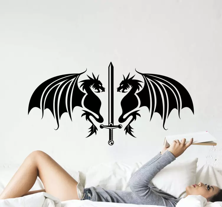 Dragons and Swords dinosaur wall decal - TenStickers