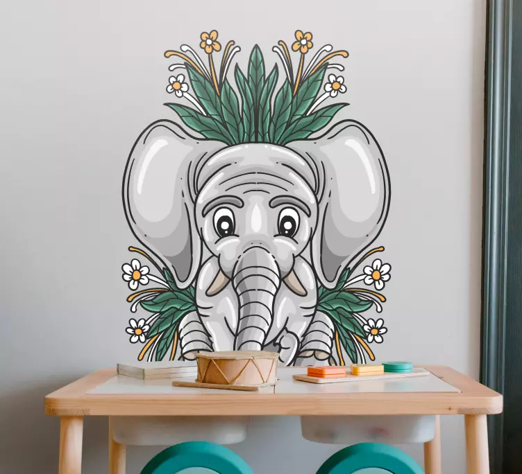 Drawing of a grey elephant wild animal decal - TenStickers