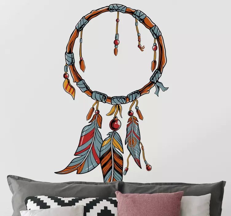 Dreamcatcher with colorful feather object decal - TenStickers