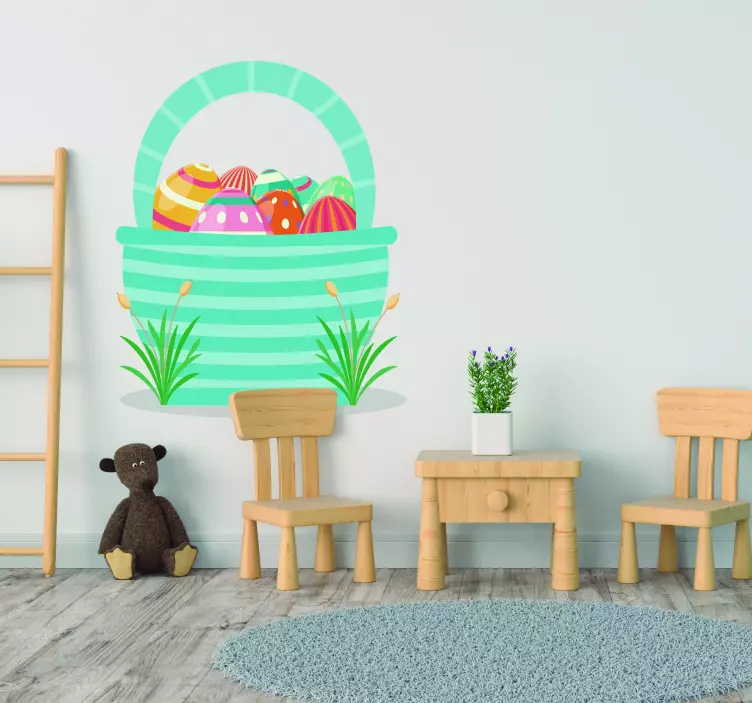 Easter Egg Basket Wall Sticker - TenStickers