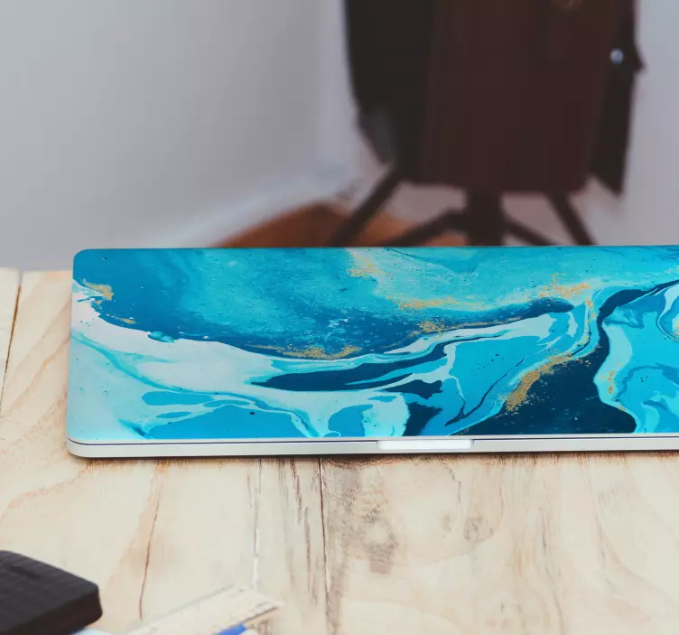 Elegant blue painting laptop sticker - TenStickers