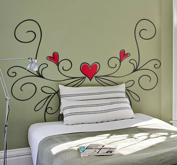 Elegant Heart Design headboard wall sticker - TenStickers