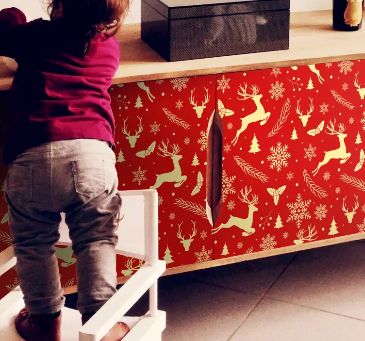 Red and Gold Reindeers Christmas sticker - TenStickers