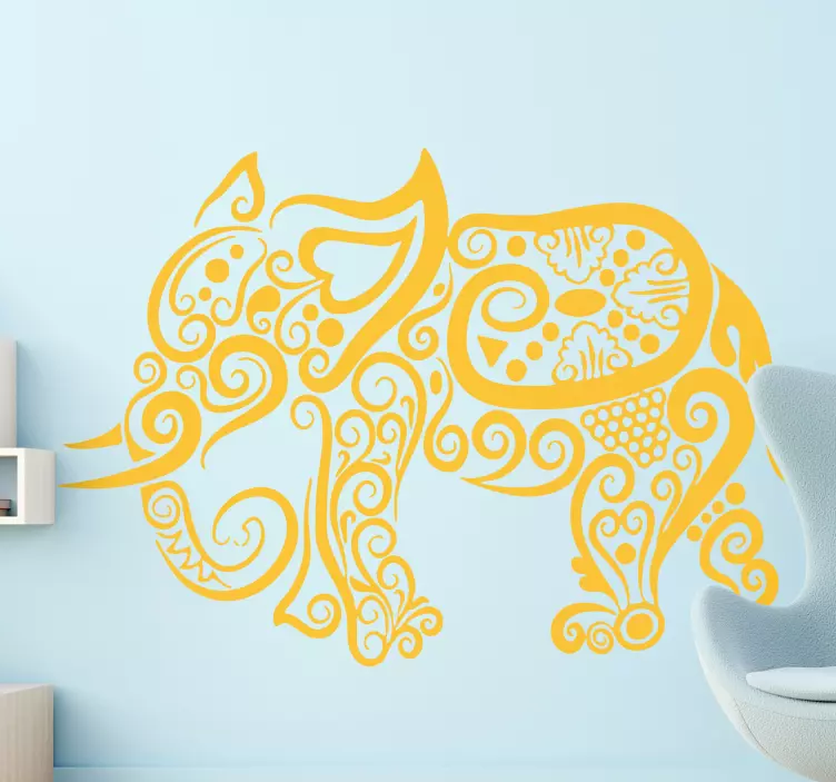 Elephant drawings wild animal decal - TenStickers