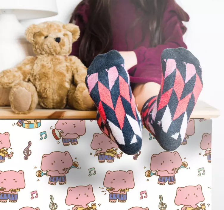 Elephant musician pattern furniture decal - TenStickers