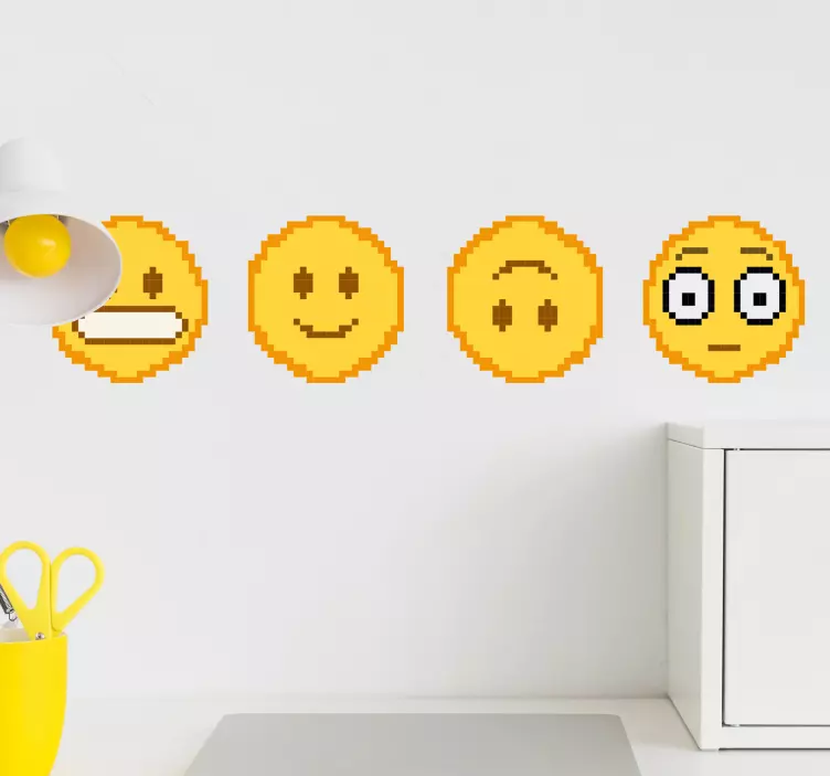 Emoji Pixel Wall Art Sticker - TenStickers