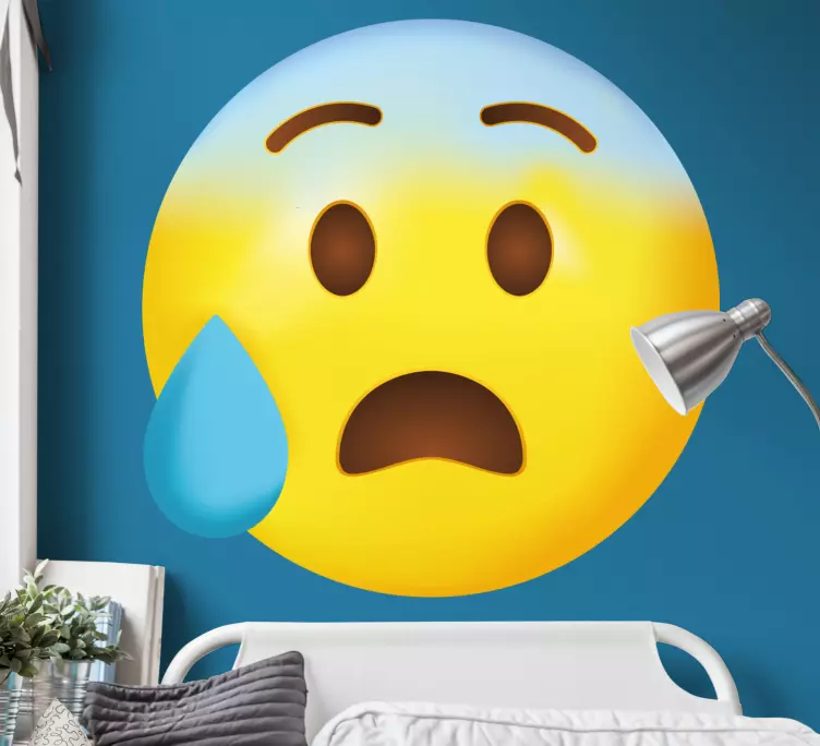 Emoji with drops of sweat wall sticker - TenStickers