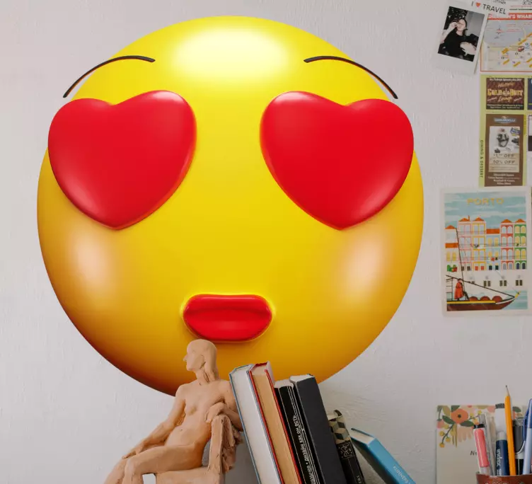 Emoji with red lipstick wall sticker - TenStickers