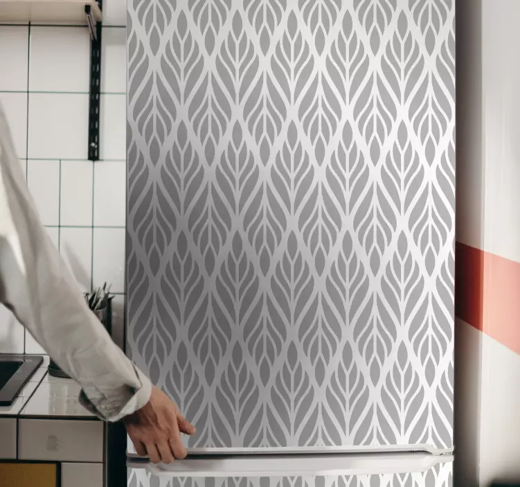 Ethnic floral grey pattern fridge sticker - TenStickers