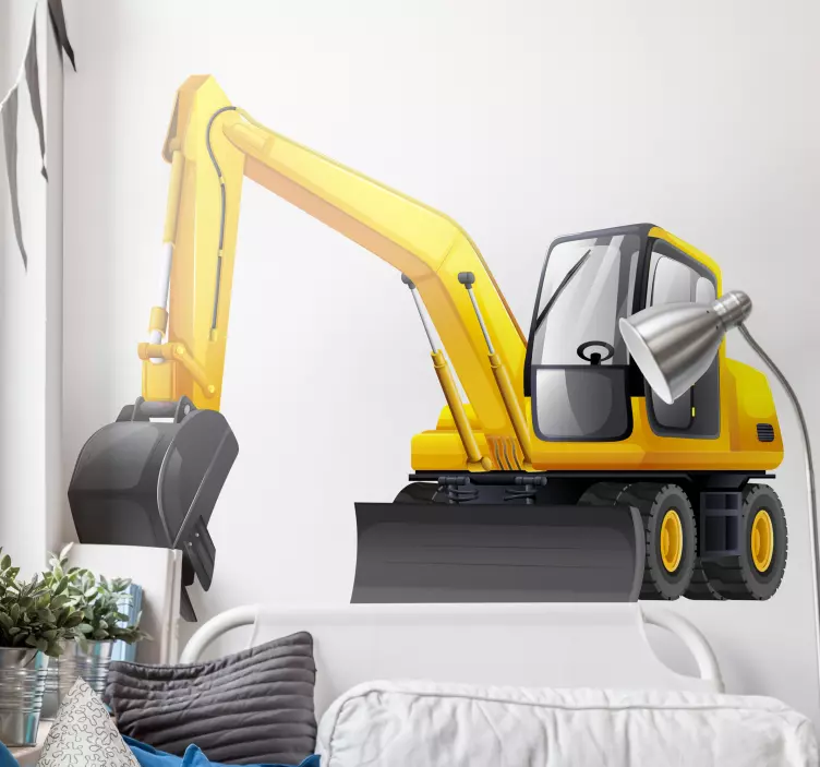 Excavator cartoon 3D kids toy sticker - TenStickers