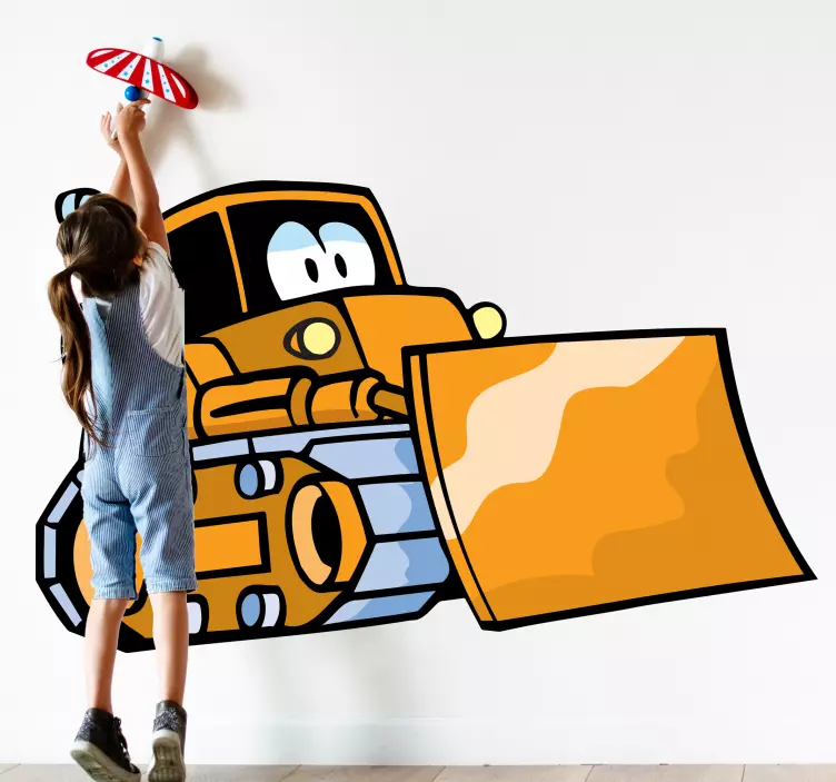 Simple bulldozer cartoon kids toy sticker - TenStickers
