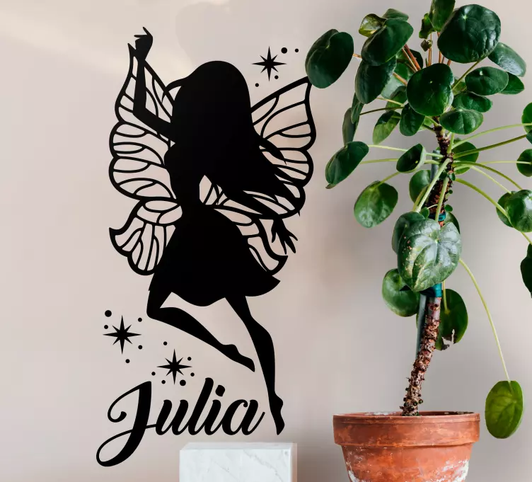 Fairy silhouette with name sticker - TenStickers