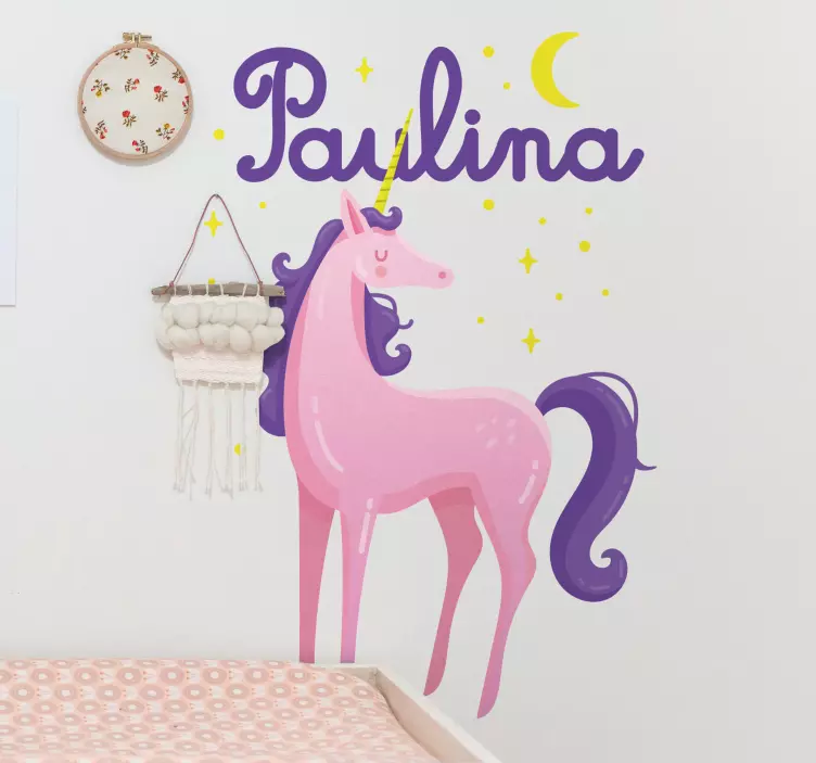 Fantasy unicorn with name  Personalized decal - TenStickers