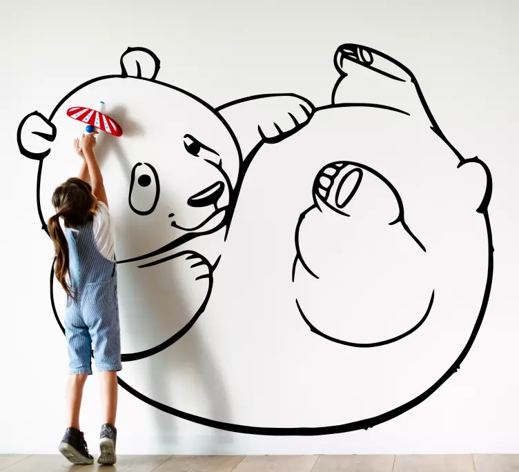 Fat funny panda illustration sticker - TenStickers