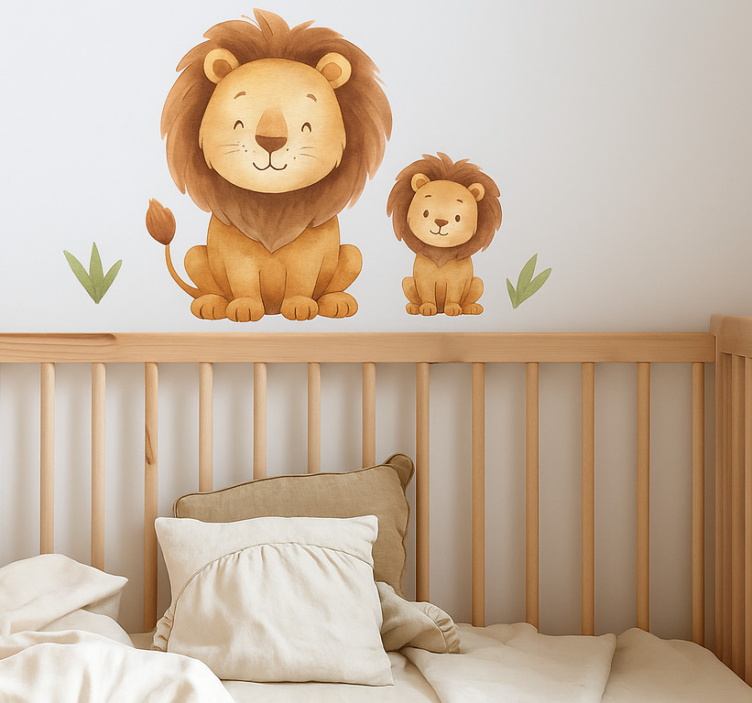 Father and son lion sticker illustration - TenStickers