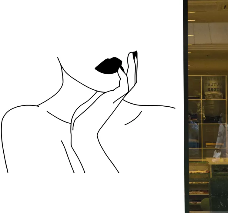 Female face fine lines window sticker - TenStickers