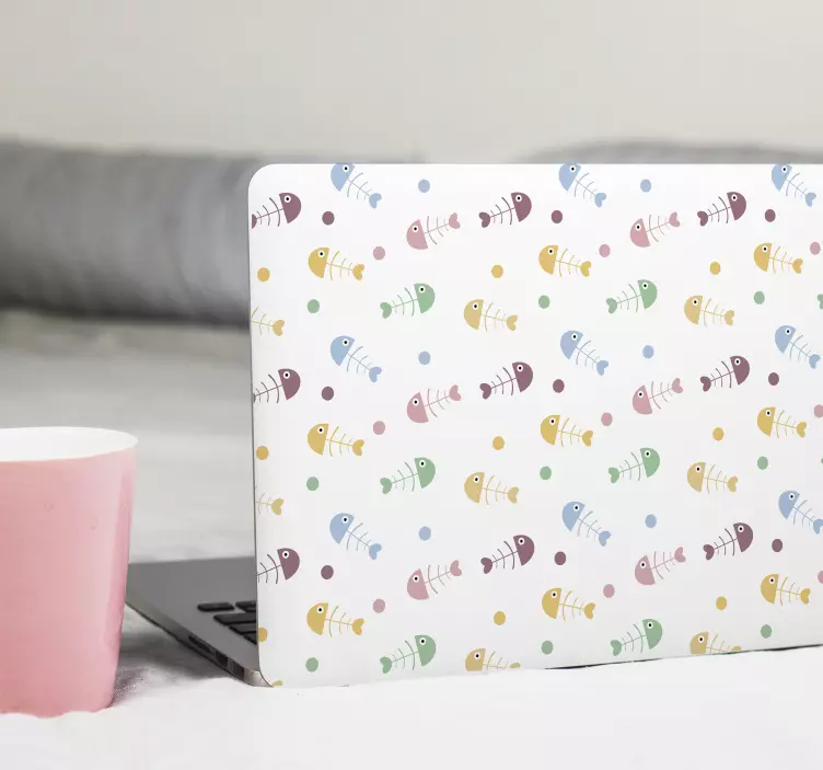 Fish-bones laptop sticker - TenStickers