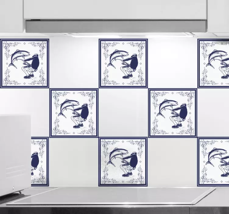 Fisher man  tile vinyl sticker - TenStickers