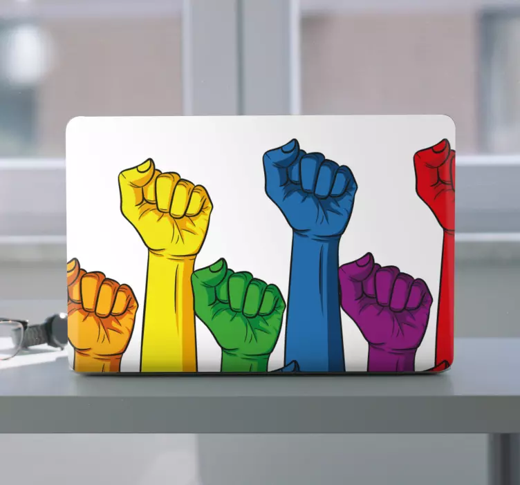 Fist in rainbow colors laptop skins - TenStickers