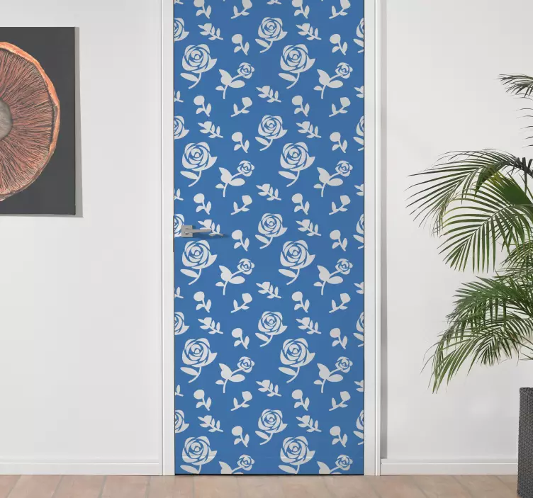 Floral monocolor pattern door sticker - TenStickers