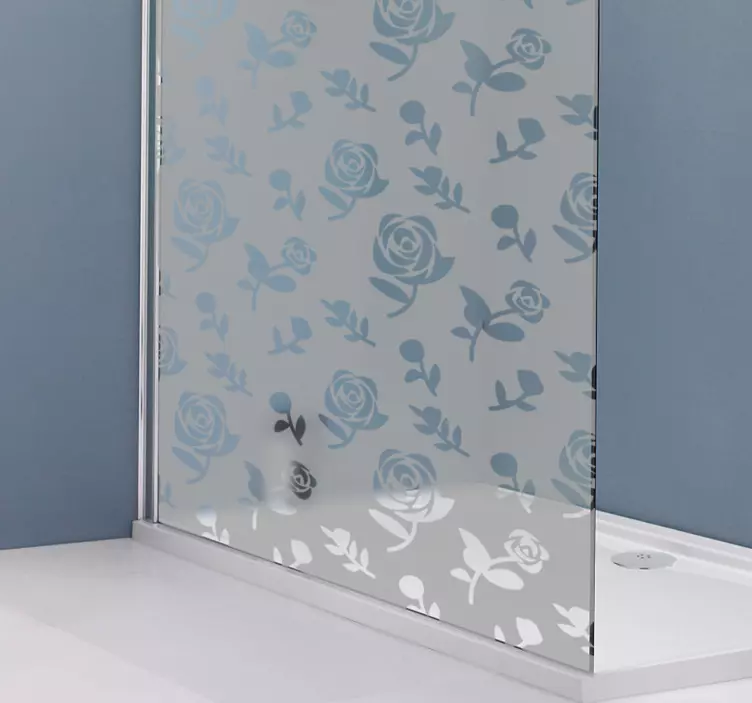 Floral monocolor pattern shower screen sticker - TenStickers