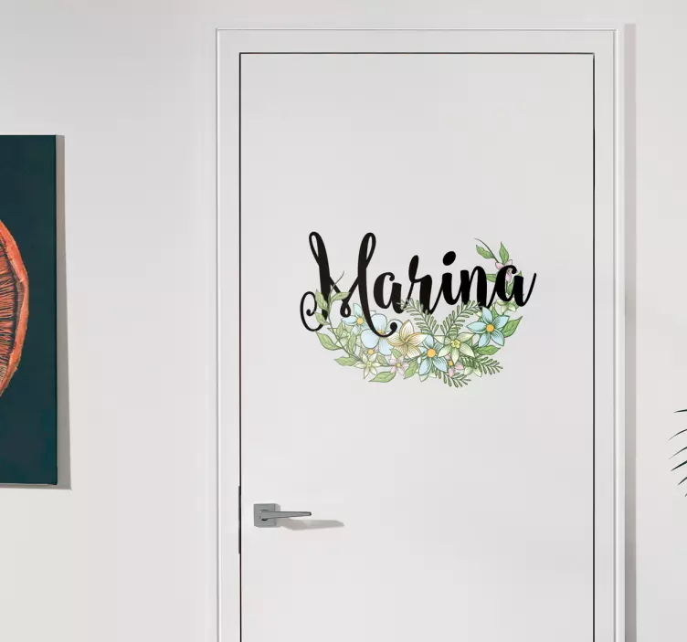 Floral Personalized Door Sticker - TenStickers