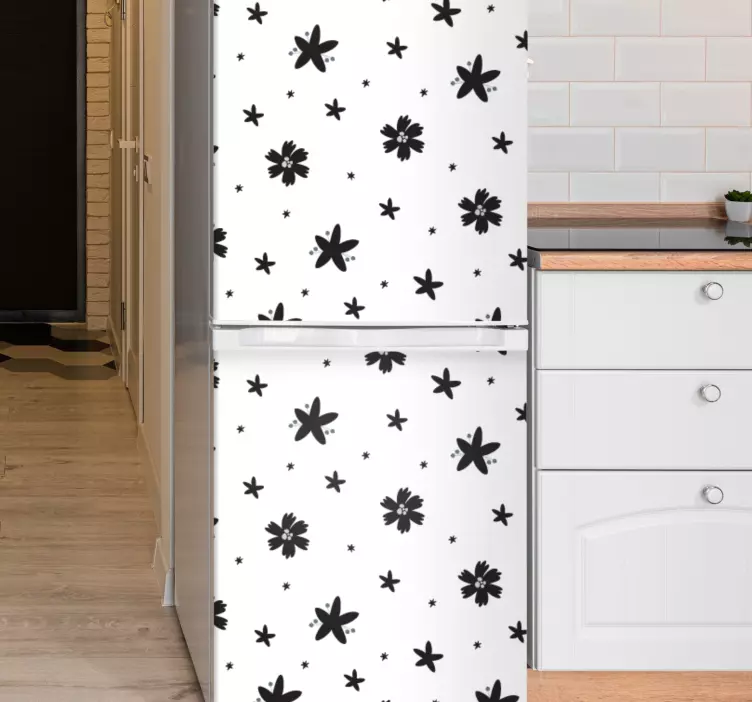 Floral Refrigerator Cover fridge sticker - TenStickers