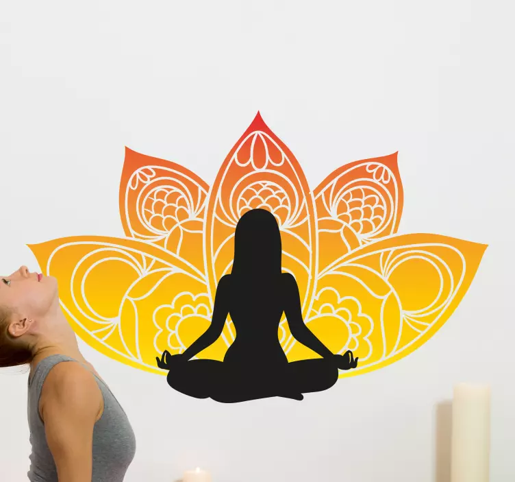 Floral Yoga Pose wall sticker - TenStickers