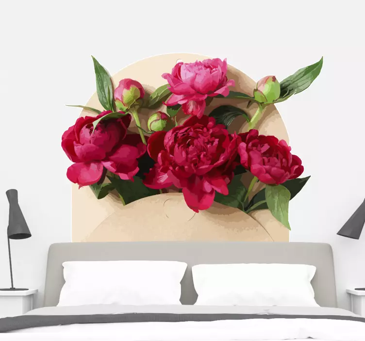Flower wall sticker peony bouquet arrangement - TenStickers