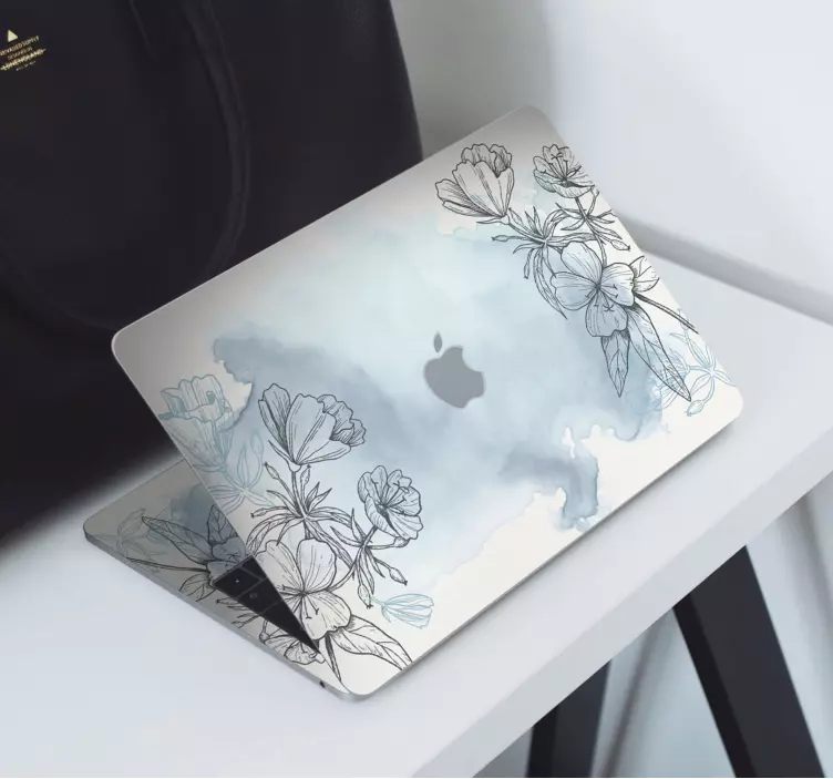 Flowers drawing laptop sticker - TenStickers