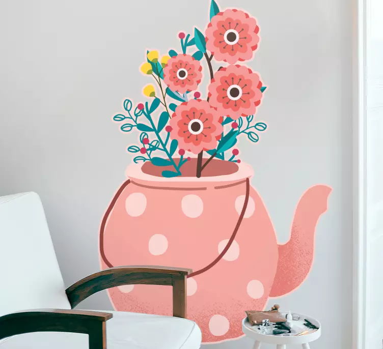 Flowers in a bucket flower wall sticker - TenStickers
