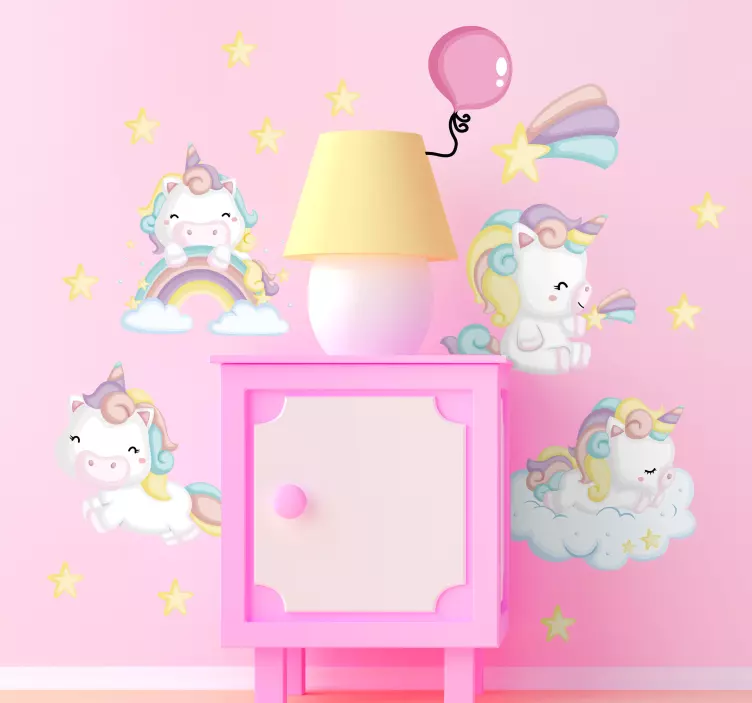 Fluffy unicorns fairy tale sticker - TenStickers