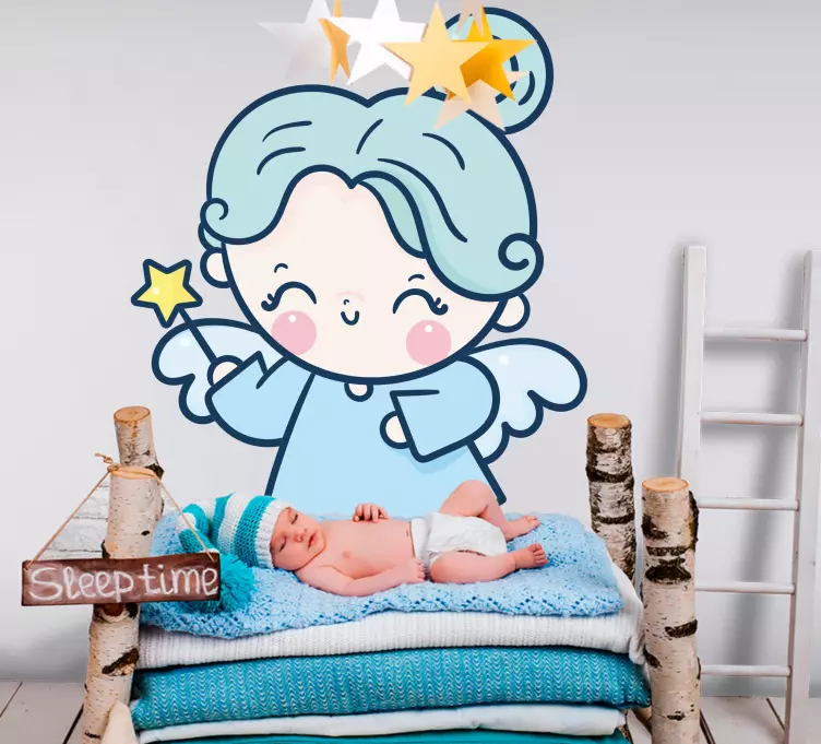 Flying fairy with blue dress fairy tale sticker - TenStickers