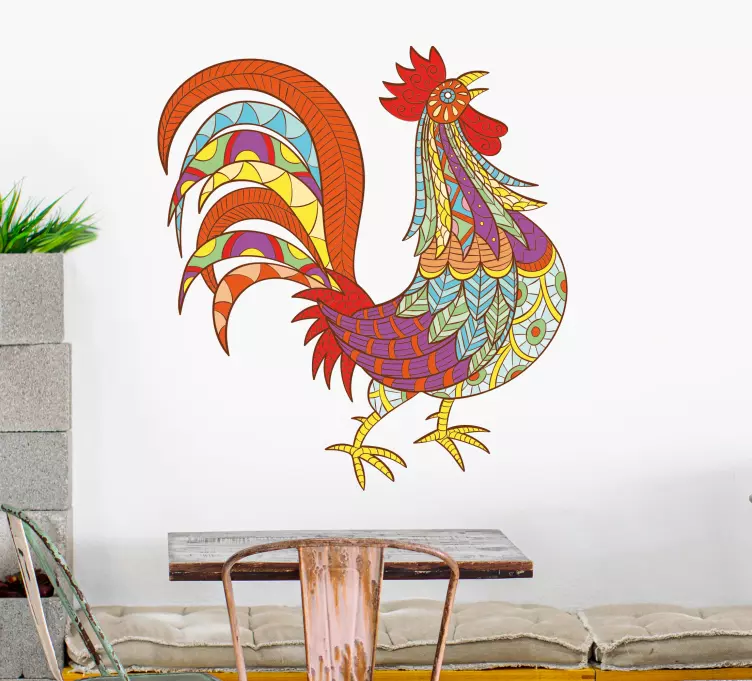 Folk rooster farm animal wall sticker - TenStickers