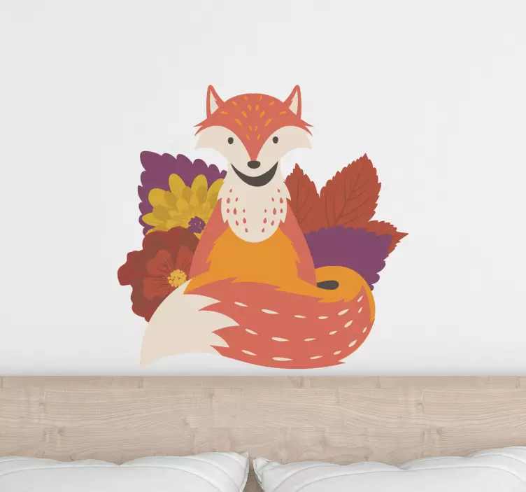 Fox in autumn leaves wild animal decal - TenStickers