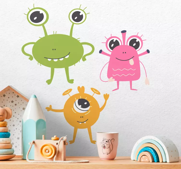 Friendly Colorful Monsters kid's sticker - TenStickers