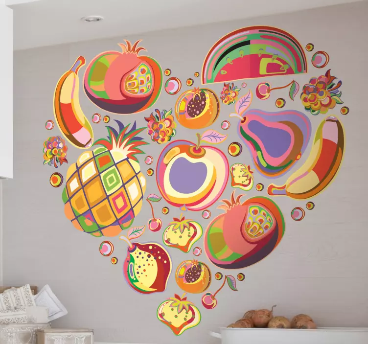 Fruit Heart Decorative Sticker - TenStickers