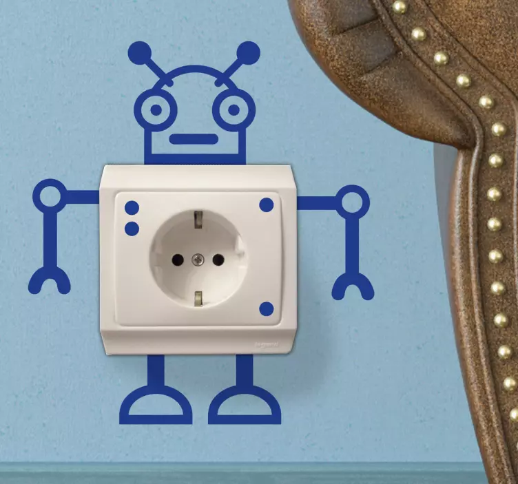 Fun Robot Power Socket Sticker - TenStickers