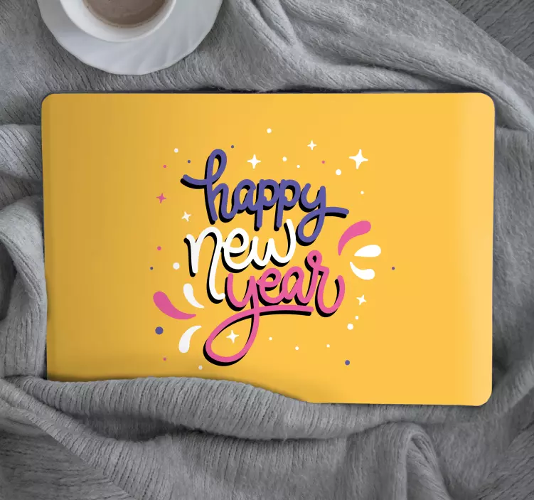 Funny Cartoon new year laptop skins - TenStickers