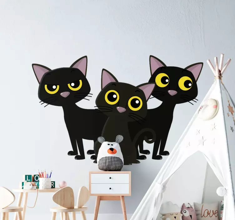 Funny Cat Trio cat sticker - TenStickers