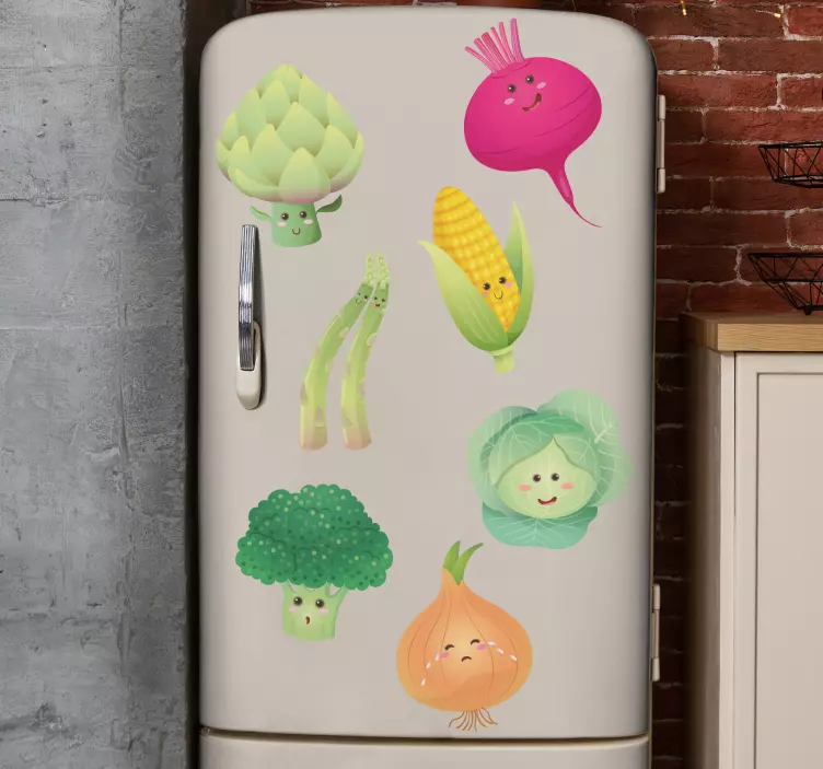 Funny vegetable characters fridge sticker - TenStickers