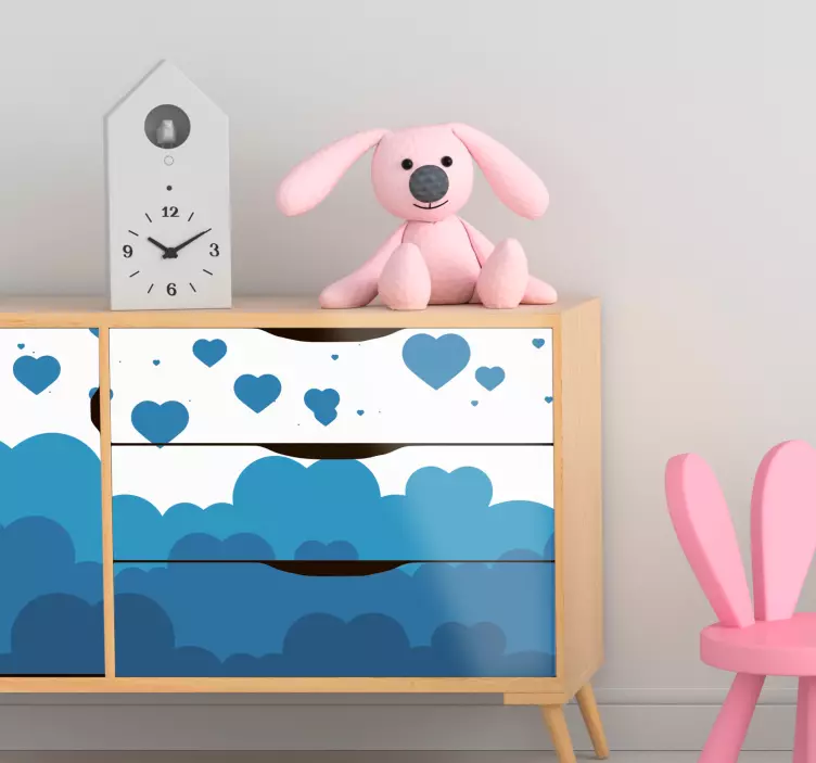 Furniture sticker blue hearts clouds - TenStickers
