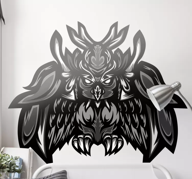 Gaming black owl video game sticker - TenStickers