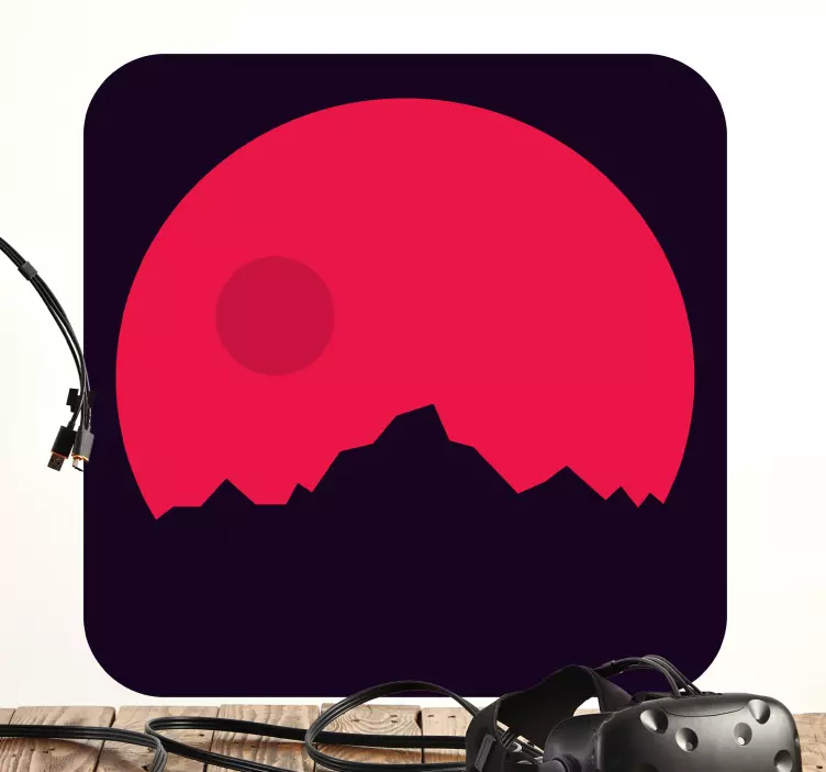 Gaming mountain and moon video game sticker - TenStickers
