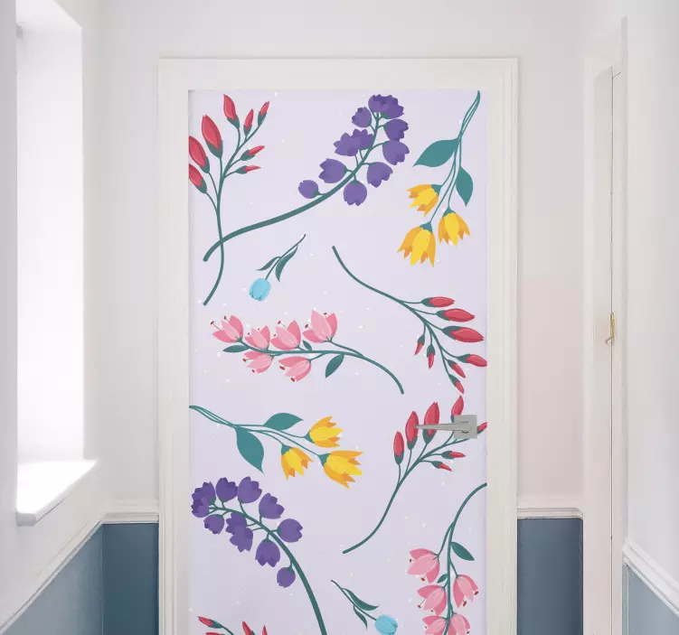 Garden minimalistic botanical flower door decal - TenStickers