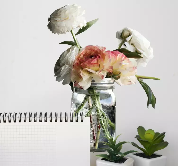 Geometric flowers floral wall sticker - TenStickers