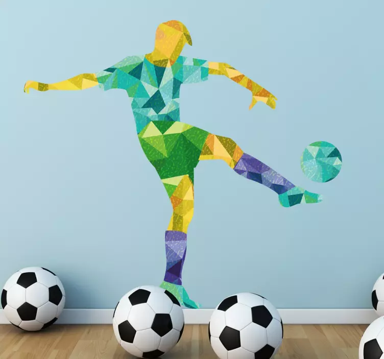 Geometric Footballer Sticker - TenStickers
