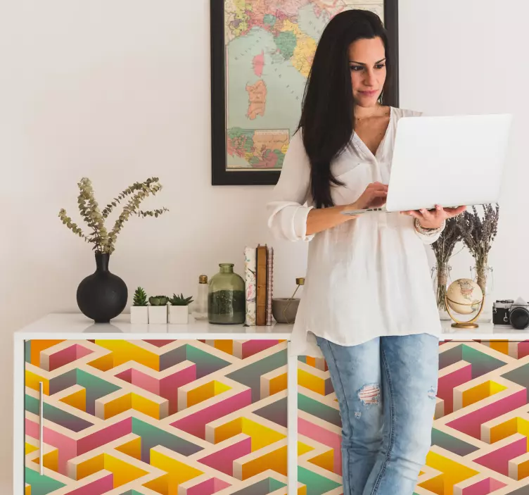 Geometric labyrinth furniture sticker - TenStickers