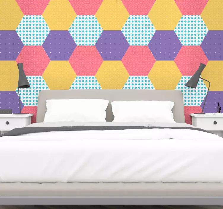 Patchwork hexagonal headboard sticker - TenStickers