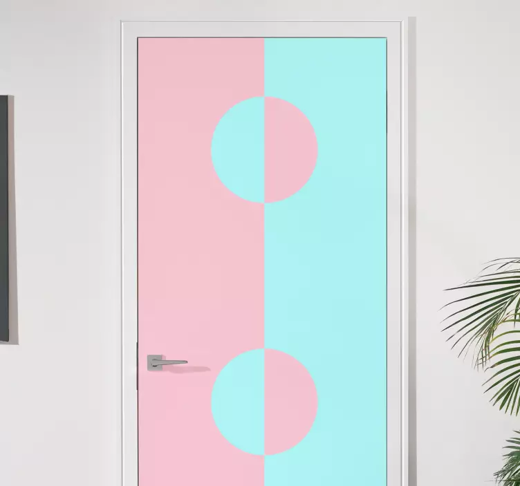 Geometric round color block door decal - TenStickers